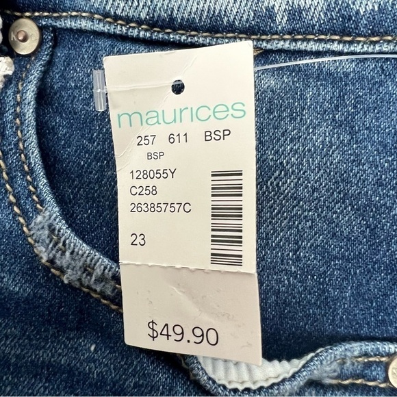 NWT KanCan Women’s High-Rise Blue Jean Shorts Sz 23 (0) Frayed Hems & Waist - Picture 6 of 11